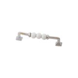 Asil Metal 128 Mm Pramit Ayak Krom Beyaz Boncuk Mobilya Dolap Çekmece Kulpları (12.8 Cm)