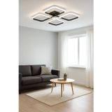 Asil Modern Tasarım Yatak Odası - Salon - Mutfak Siyah Renk Beyaz Ledli 4 Lü Led Avize