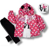 Asil Öztürk Baby & Kids Agumini Kız Bebek Çocuk Mickey Minnie Mouse Yağmurluk Montlu Alt Üst 3'lü Tarz Takım - 3 Yaş - 01P-Pembe