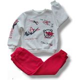 Asil Öztürk Baby & Kids Babygo Kız Erkek Bebek Çocuk Unisex Kırmızı 3 Iplik Şardonlu Alt Üst Eşofman Takımı Kışlık - Ekru - Ekru - Kırmızı - 3 Yaş