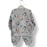 Asil Öztürk Baby & Kids Balam Kız Çocuk Unicorn Panda Alt Üst Eşofman Takımı Pijama - 7 Yaş - 00E-Gri