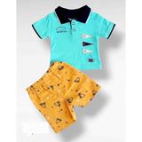 Asil Öztürk Baby & Kids Erkek Bebek Çocuk Yazlık Lacoste Polo Yaka Tişört Şort Alt Üst Takım - Açık Turkuaz - 1 - 1,5 Yaş