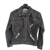 Asil Öztürk Baby & Kids Kadın Siyah Renk Cep Detaylı Kot Ceket Yırtık Model Denim Jeans - XL