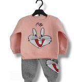 Asil Öztürk Baby & Kids Kız Bebek Çocuk Alt Üst Eşofman Takımı Kışlık 3 Ip Şardonlu Bugs Bunny Model - 1 Yaş - Yavru Agzı