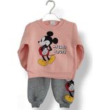 Asil Öztürk Baby & Kids Kız Bebek Çocuk Alt Üst Eşofman Takımı Kışlık 3 Ip Şardonlu Pembe Mickey Minnie Mouse - 1 Yaş - Yavru Agzı
