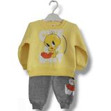 Asil Öztürk Baby & Kids Kız Bebek Çocuk Alt Üst Eşofman Takımı Kışlık 3 Ip Şardonlu Tweety Model - 1 Yaş - 01S-Sarı
