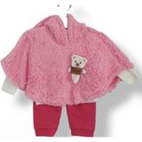 Asil Öztürk Baby & Kids Kız Bebek Çocuk Peluş Bolerolu Alt Üst Takım Ayıcıklı Kapşonlu Mevsimlik Takım - 11 - 12 Ay - 01P-Pembe