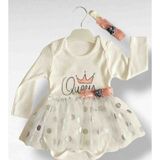 Asil Öztürk Baby & Kids Kız Bebek Tütülü Body Zıbın Elbise Bandanalı Uzun Kollu - 11 - 12 Ay - 001-Beyaz