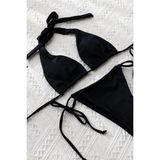 Asil Sepet Giyim Kadın Siyah Üçgen Bikini Takımı Yandan Bağlamalı Şık Tasarım Esnek Kumaş Mayo Seti