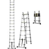 Asil Teleskopik Alüminyum A Tipi Merdiven | 6+6, 7+7, 8+8 Basamak Açılır Uzayan Kaymaz Güvenli - 6+6 Basamak - 1.9 metre + 1.9 metre