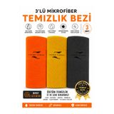 ASİL TİCARET 43X69 cm Yeni Nesil Mikrofiber Temizlik Bezi 3 Adet Sihirli Cam Ayna Mutfak Bezi