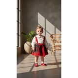 ASİLA Kız Bebek Bayramlık Ekose Etek ve İşlemeli Gömlek Takım