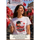 Asilcom 19 Mayıs Atatürk’ü Anma Gençlik ve Spor Bayramı Kişiye Özel Isimli Tişört %100 Pamuk Baskılı Tişörtü - XL - Beyaz
