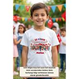 Asilcomkids 23 Nisan İsimli Çocuk Tişörtü – Atatürk ve Çocuklar Tasarımlı Kişiye Özel 23 Nisan Tişört