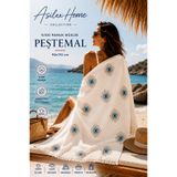 Asilex Home Collection Nazar Göz Desenli Müslin Peştemal %100 Pamuk Plaj Havlusu Bohem Plaj Örtüsü Hızlı Kuruyan Yazlık Türk Havlusu