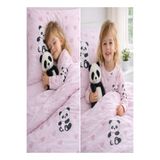 Asilex Home Collection Tek Kişilik Lastikli Çarşaflı Pamuklu Panda Desenli Nevresim Takımı 160x200 cm Çocuk Genç Odası