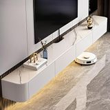 Asılı duvar rafı, ışıklı metal kitaplık, çok katmanlı, asılı duvar rafları, duvara monte etmek için modern TV dolabı, 300 cm yüksekliğinde, kapaklı ve çekmeceli asılı TV standı