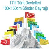 Asilmeydan 17 Eski Türk Devletleri Bayrakları Set 100X150 cm Raşhel Kumaş