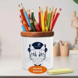 Asilmeydan 448921916 Hipster Şapkalı Kedi Ahşap Seramik Kalemlik
