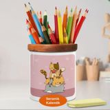 Asilmeydan 448943506 Eğlenceli Kedİler Ahşap Seramik Kalemlik