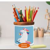 Asilmeydan 448955059 Rengarenk Unicorn Ahşap Seramik Kalemlik