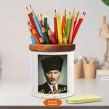 Asilmeydan 449355451 Kravatlı Lider Mustafa Kemal Ahşap Seramik Kalemlik