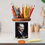 Asilmeydan 449458942 Silah Arkadaşları Mustafa Kemal Atatürk Ahşap Seramik Kalemlik
