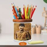 Asilmeydan 451786545 Üniformalı Mustafa Kemal Atatürk Ahşap Seramik Kalemlik