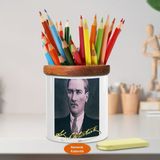 Asilmeydan 451929579 Mustafa Kemal Atatürk Yan Portre Ahşap Seramik Kalemlik