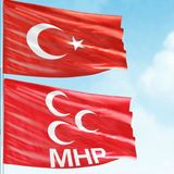 Asilmeydan 70X105 cm Alpaka Kumaş Türk Bayrağı ve 100X150 cm Raşel Kumaş Mhp Bayrak - 2 Bayrak Set - Renkli