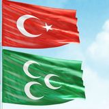 Asilmeydan 70X105 cm Alpaka Kumaş Türkiye Bayrağı ve 100X150 cm Raşel Kumaş Osmanlı Bayrağı - 2 Bayrak Set - Renkli