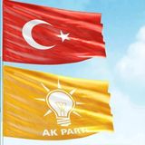 Asilmeydan 70X105CM Alpaka Kumaş Türk Bayrağı + 100X150CM Raşel Kumaş Ak Parti Akp Turuncu Bayrak- 2 Bayrak Set - Renkli