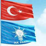 Asilmeydan 70X105CM Alpaka Kumaş Türk Bayrağı, 100X150CM Raşel Kumaş Mavi Ak Parti (Akp) Bayrak - 2 Bayrak Set - Renkli