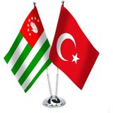 Asilmeydan Abhazya Türkiye İkili Saten Masa Bayrağı