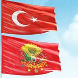 Asilmeydan Alpaka Kumaş Türk Bayrağı 70 x 105 cm + Raşel Kumaş Kırmızı Sancak Bayrak 100 x 150 cm 2li