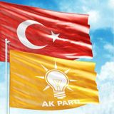 Asilmeydan Alpaka Türk Bayrağı, Turuncu Ak Parti (Akp) 2 Bayrak Set -70X105 cm - Renkli