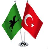 Asilmeydan Avar Imparatorluğu ve Türkiye İkili Saten Masa Bayrağı