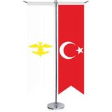 Asilmeydan Avrupa Hun Imp. Bayrağı 17 Eski Türk Devletleri ve Türkiye Kırlangıç Saten T Direk Masa Bayrağı 2'li