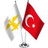Asilmeydan Avrupa Hun Imparatorluğu ve Türkiye İkili Saten Masa Bayrağı