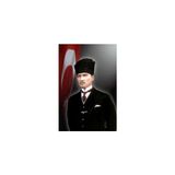 Asilmeydan Ay Yıldız - Kalpaklı Mustafa Kemal Atatürk Cephe Poster Bayrağı -2X3 metre