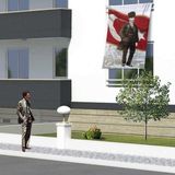 Asilmeydan Ay Yıldızlı Atatürk Poster Cephe Bayrak -150X225CM -1,5X2,25METRE - Renkli