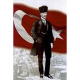 Asilmeydan Ay Yıldızlı Sivil Kalpaklı Mustafa Kemal Atatürk Poster Cephe Bayrak 200 x 300 cm 2 x 3 Metre