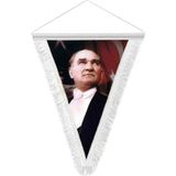 Asilmeydan Ayyıldız- Türk Bayrağı - Mustafa Kemal Atatürk - Saten Hatıra Üçgen Flama Bayrak - Renkli