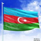 Asilmeydan Azerbaycan Cumhuriyeti Bayrağı -70X105 cm Bayrak -Raşel Kumaş -Bayrak - Renkli