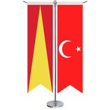 Asilmeydan Babür Imp. Bayrağı 17 Eski Türk Devletleri ve Türkiye Kırlangıç Saten T Direk Masa Bayrağı 2'li