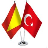 Asilmeydan Babür Imparatorluğu Türkiye İkili Saten Masa Bayrağı