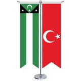 Asilmeydan Batı Trakya Türkleri Bayrağı ve Türkiye Kırlangıç Saten T Direk Masa Bayrağı 2'li