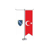 Asilmeydan Bosna Hersek 1992 1998 Bayrağı ve Türkiye Kırlangıç Saten T Direk Masa Bayrağı 2'li