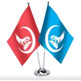 Asilmeydan Bozkurt Hilal Türkiye Saten Masa Ikili Bayrağı Set 2'li
