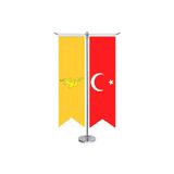 Asilmeydan Büyük Hun Imparatorluğu 17 Eski Türk Devletleri ve Türkiye Kırlangıç Saten T Direk Masa Bayrağı 2'li